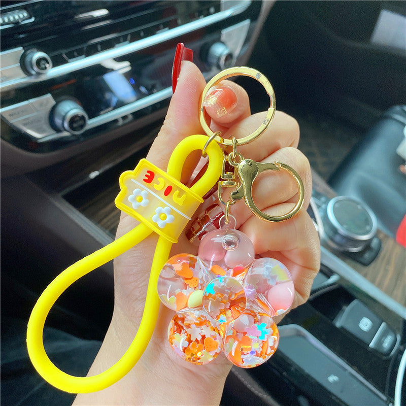 Wholesale Acrylic Sunflower Into Oil Liquid Drift Bottle Keychain